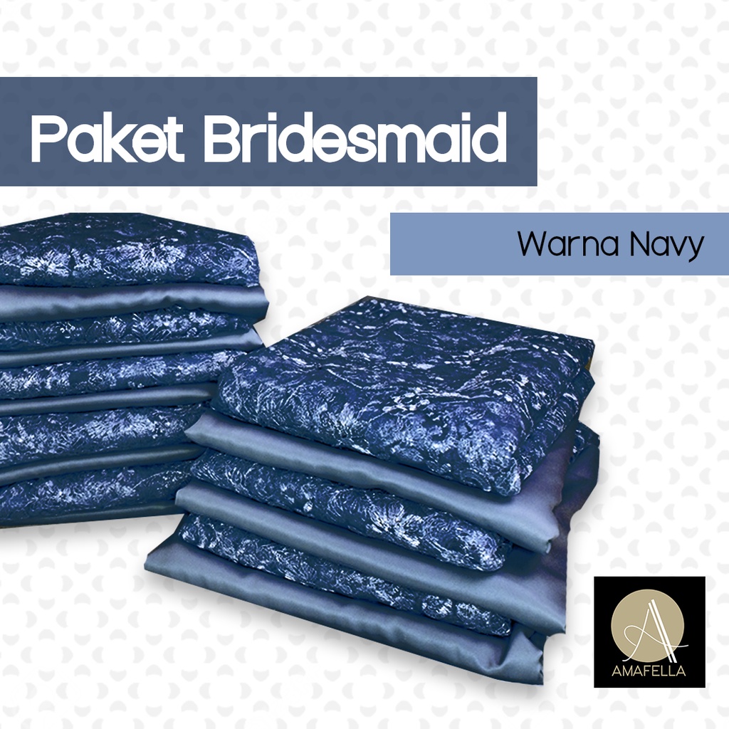 Paket Kain Bridesmaid Seragaman Premium Lamaran Keluarga Lengkap Satin Kebaya Brokat Warna Navy