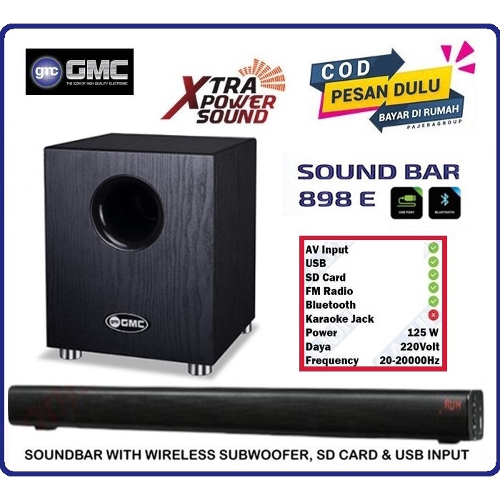Speaker GMC Speaker Soundbar 898E/GMC 898G Bluetooth Suara exstra Bass ( HOME THEATER ) Original Ber