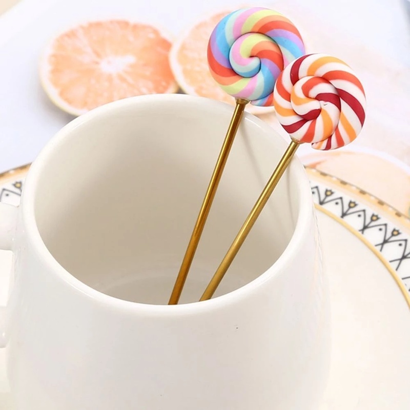 [Creative Donut Lollipop Fork Spoon Cutlery] [Cute Stainless Steel Dessert Fruit Fork, Ice Cream Spoon] [Teaspoon, Coffee Stirring Spoon] [Children's Tableware]