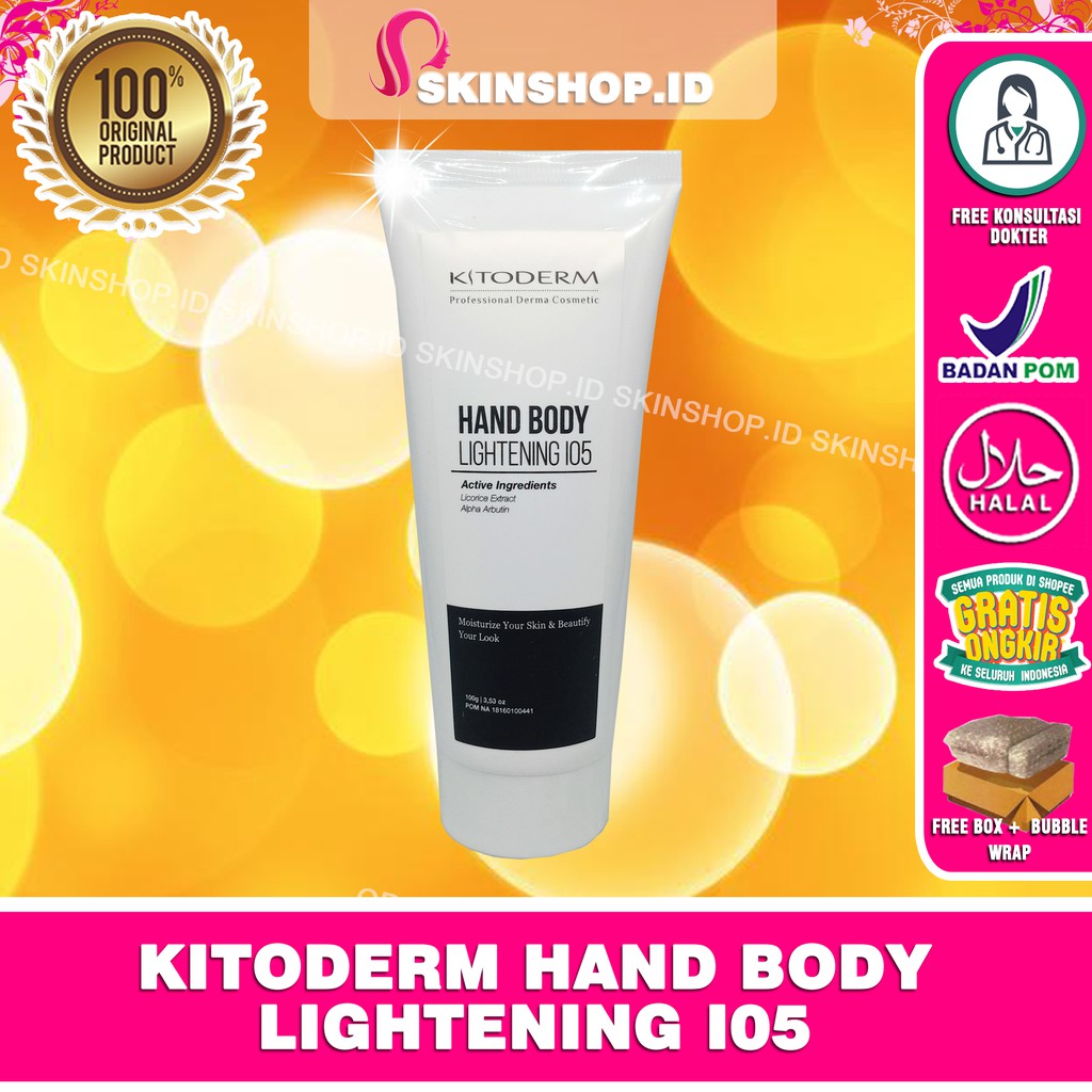 Kitoderm Hand Body Lightening 100ml Original / Hand Body Siang SPF 50 BPOM Aman