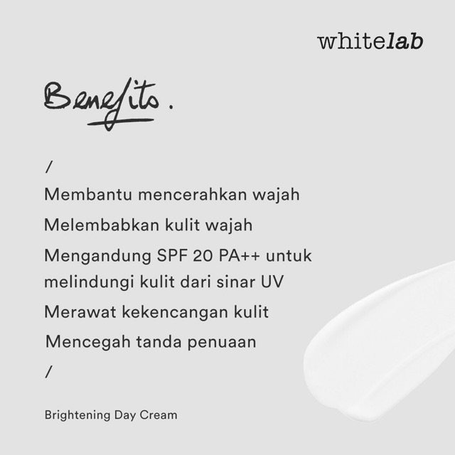 WHITELAB Brightening Day Cream Indonesia / Facial Wash Hydrating Essence Toner Serum Ampoule Night Underarm Eye Sunscreen Clay Mask Masker Gel Body Soap / Face Acne Mugwort Heartleaf Niacinamide Peeling Calming Paket Wajah Lengkap Set Sabun Krim Pelembab