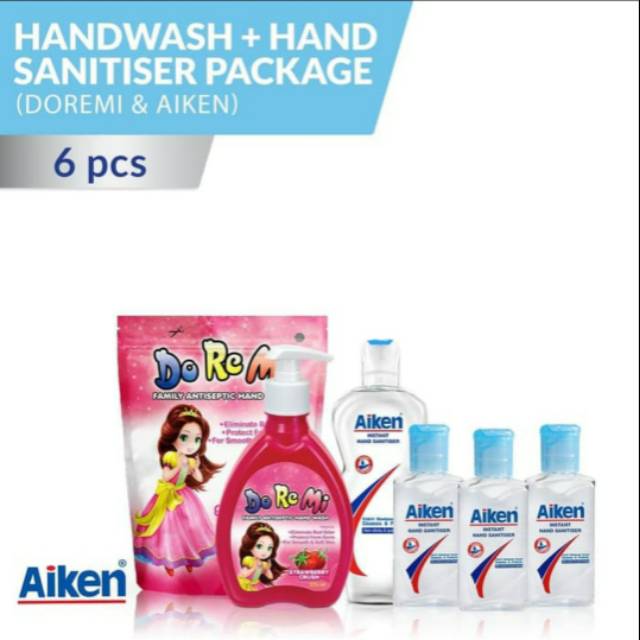 Paket Bundling Hand Wash + Hand Sanitiser (Doremi & Aiken)