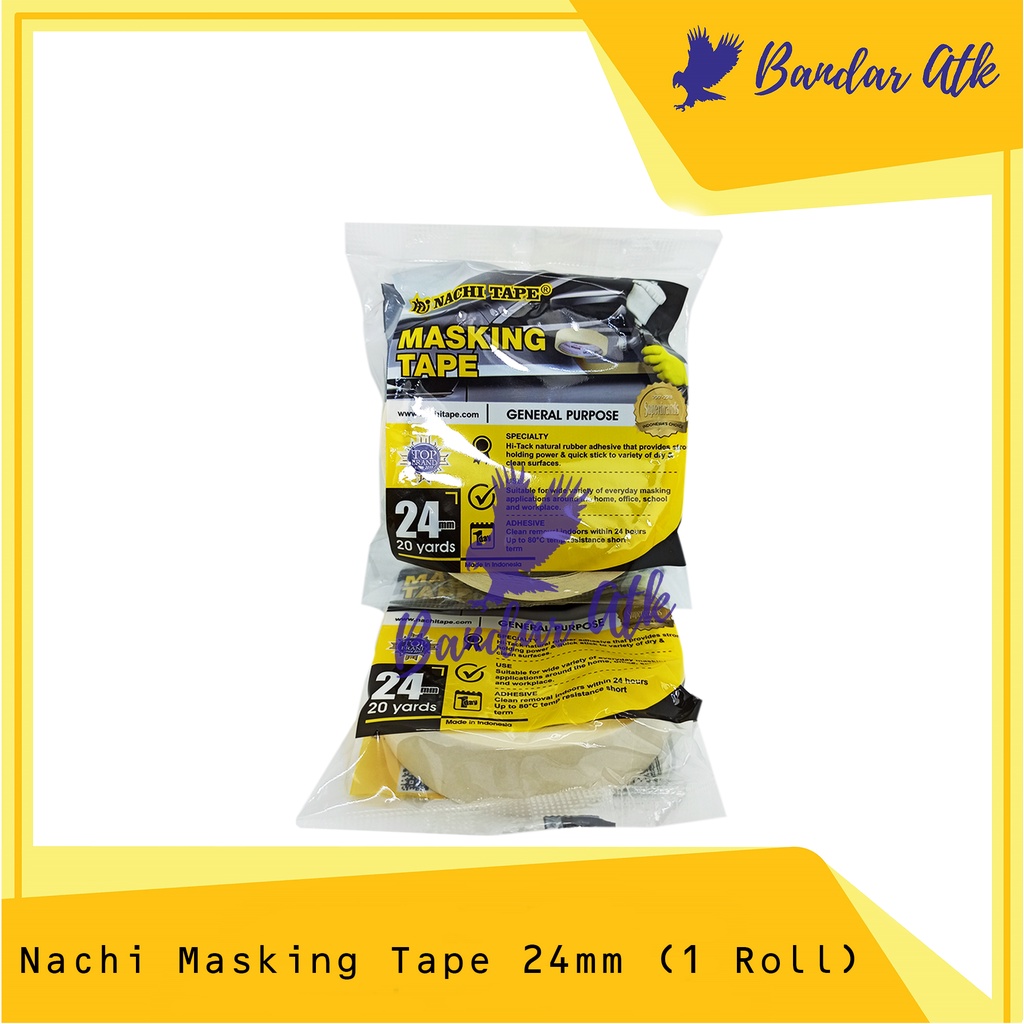 

Nachi Masking Tape 1inch (24mm x 20Y) Lakban Kertas [1 ROLL]