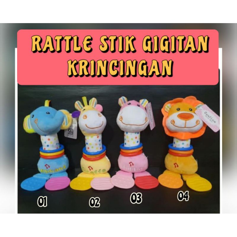 Mainan Bayi Rattle Stick Gigitan Bayi Baby Teether