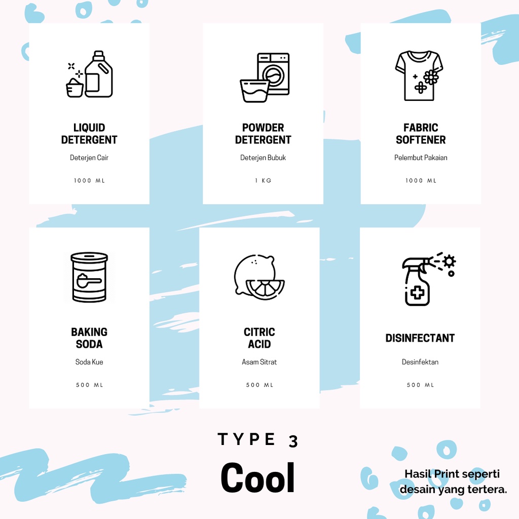 

Label Sticker Aesthetic Minimalis Vinyl Tahan Air - Type 3 Cool | Laundry & Cleaning