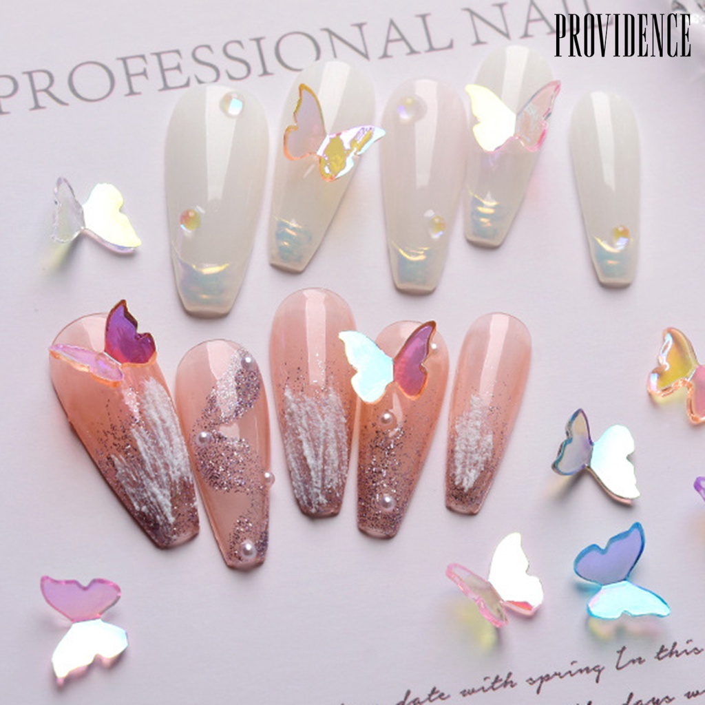 Providence 30Pcs / Set Kuku Palsu Akrilik Motif Kupu-Kupu / Geometri / Geometri / Geometri / Hollow 3D Untuk Nail Art Butterfly