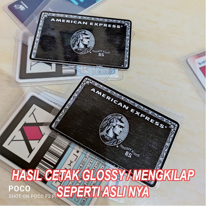 Kartu American Express Custom AMEX Card E-Money cetak GLOSSY / MENGKILAP mirip asli