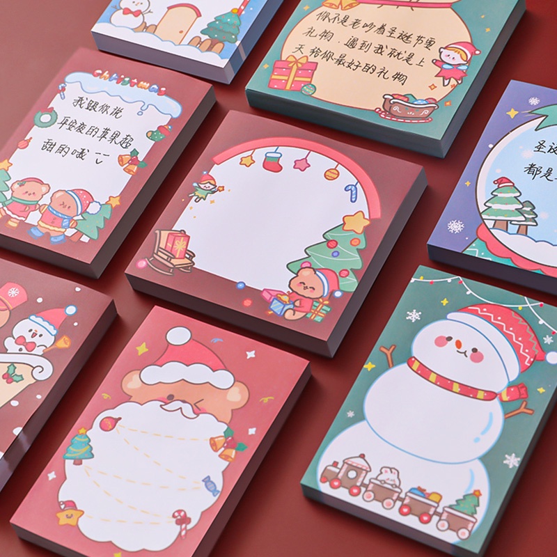 50 Sheets Cute Cartoon Christmas Sticky Notes Student Merry Christmas Memo Pad