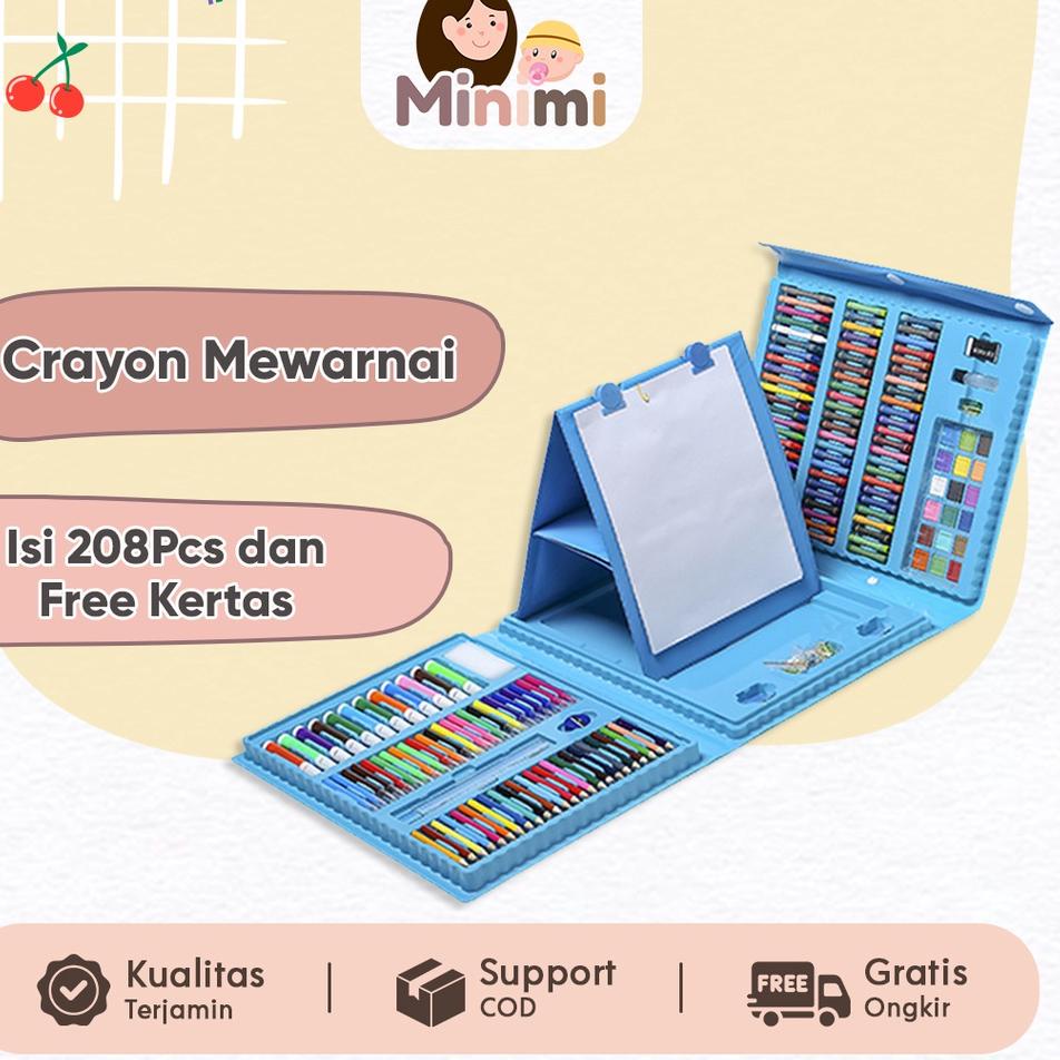 

STAR BRANDS Minimi - Crayon Mewarnai Alat Mewarnai Oil Pastel Anak Set 5 IN 1 Isi 208pcs [ce -147]