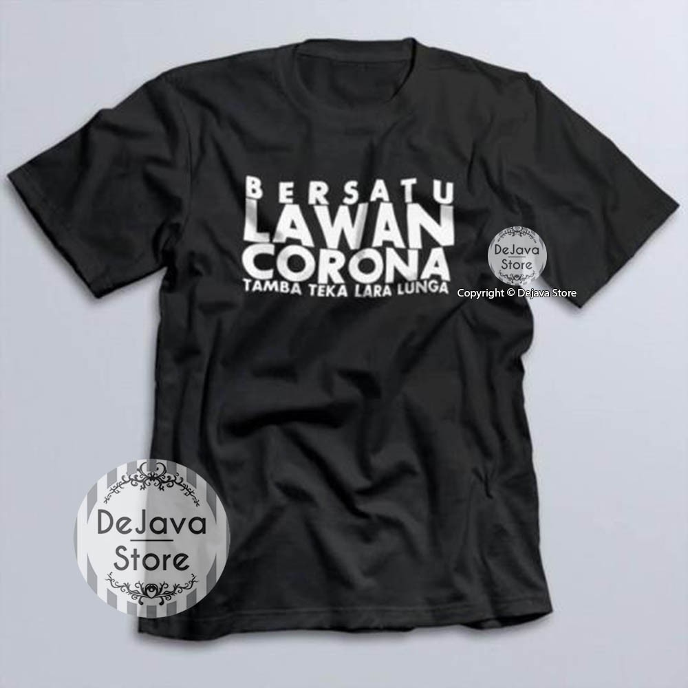 Baju Lebaran Tamba Teka Lara Lunga - Kaos Distro Hari Raya Bersatu Lawan Corona Covid19 | 4355-HITAM