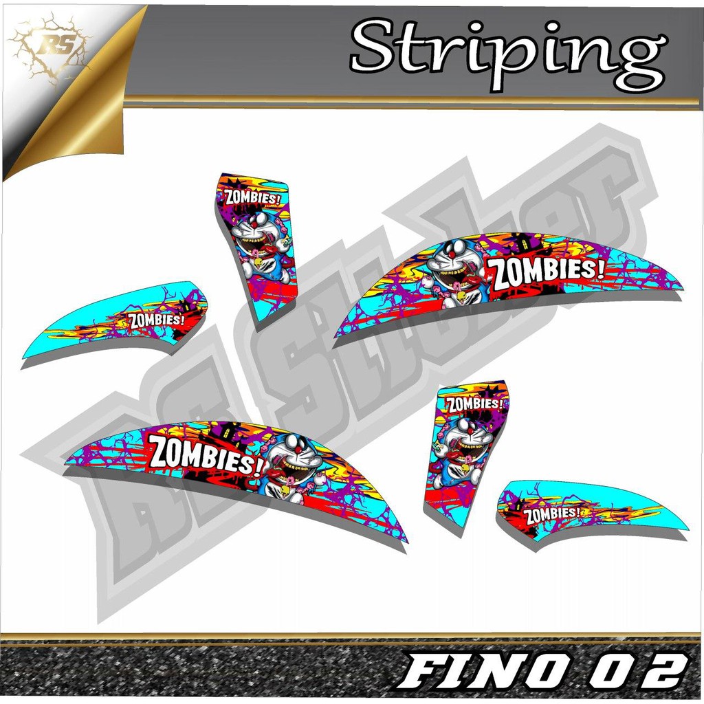 Striping Variasi Fino - Sticker List Yamaha Fino Doraemon Zombie 02