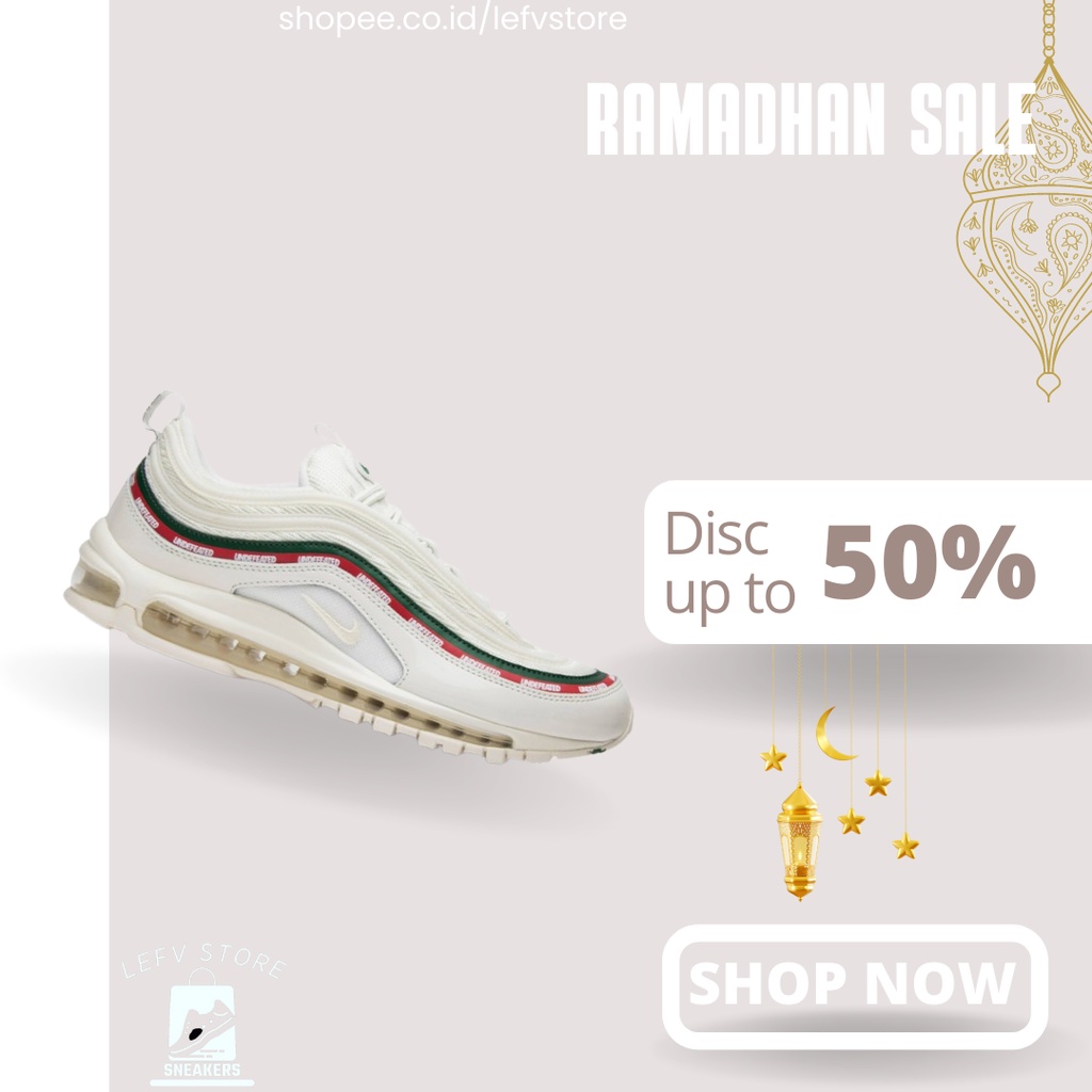 SEPATU SNEAKERS PUTIH PRIA FULL WHITE BLACK PRIA KASUAL NIKE AIR FORCE 1 ONE Undefeated x Air Max 97