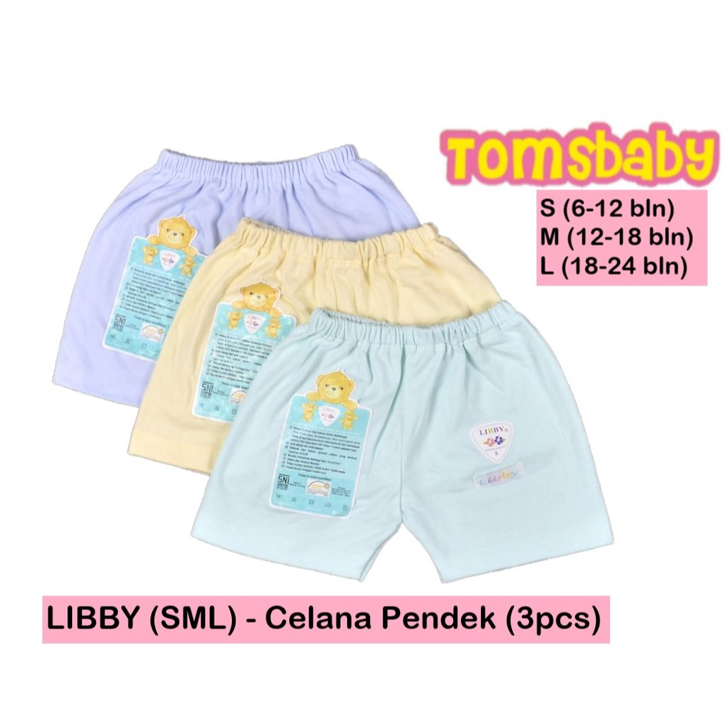 LIBBY 3pcs Celana Pendek Anak Segiempat WARNA POLOS