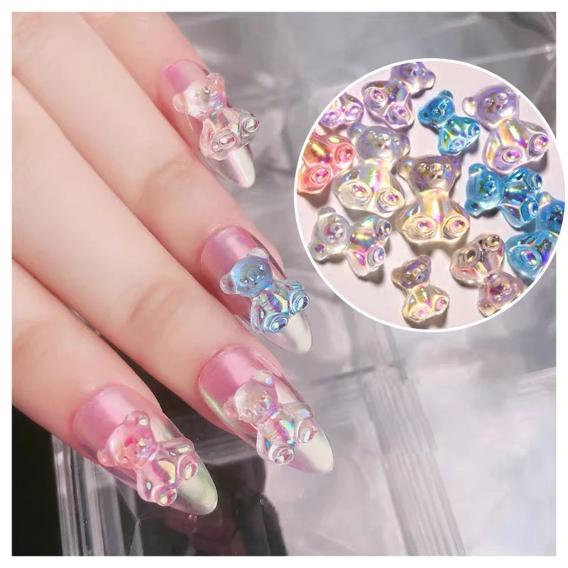 [Featured] 1 Pc Aurora Kawaii Bear Accessories Resin Nail Crafts