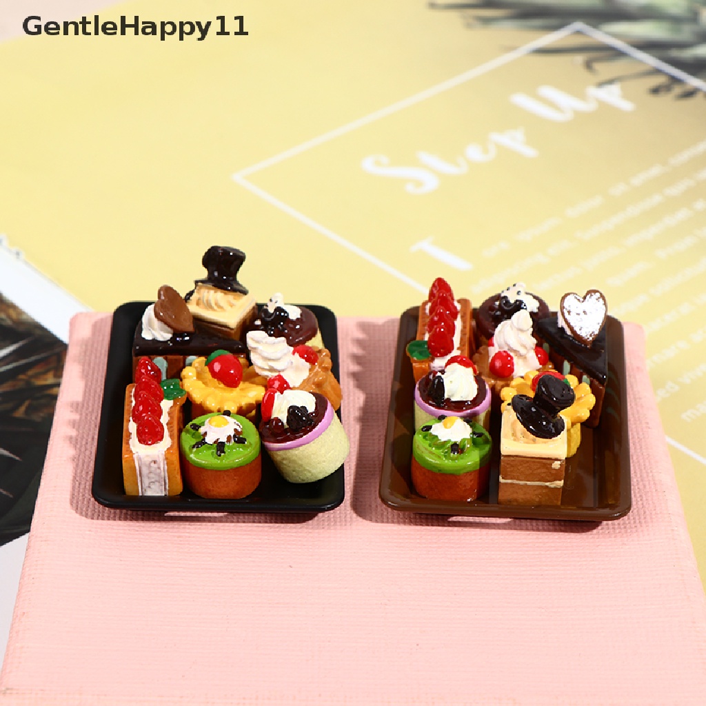 Gentlehappy Mainan Miniatur Kue 1 / 12 + 8 Cake Untuk Aksesoris Dapur Rumah Boneka