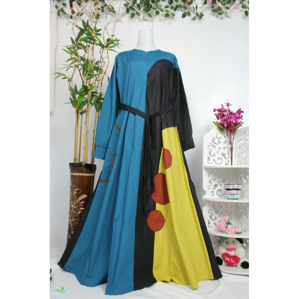 Gamis Ninos toyobo Nino ASSYAFA cyrcle 3 baju muslim polkadot wanita terbaru tuyobo fodu XL