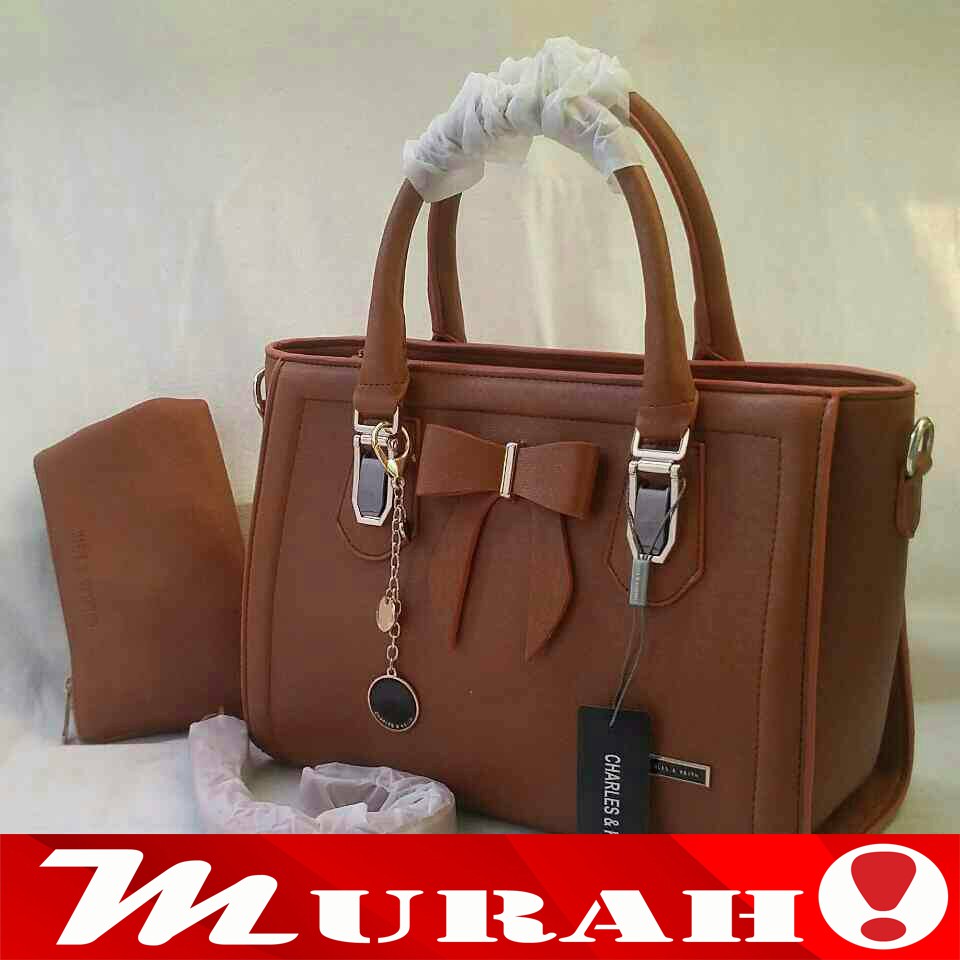 Tas Handbag Wanita Pesta Kerja 238 Charles And Keith Coklat Branded Import KW Kekinian Keren Kece