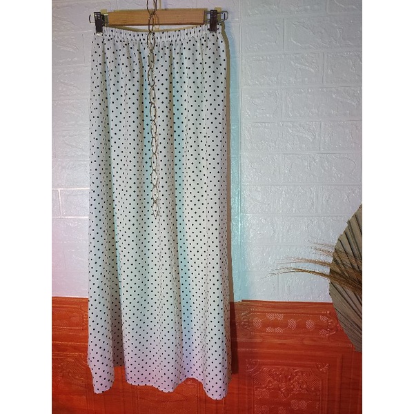 ROK POLKADOT  SKIRT ROK PANJANG WANITA MODEL LONGGAR PINGGANG KARET  KOREA TERBARU TERMURAH PREMIUM-4