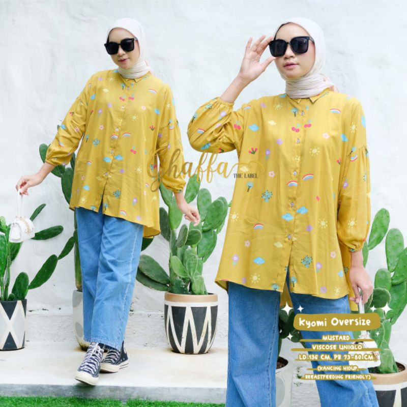 KYOMI OVERSIZE BY GHAFFA THE LABEL ( BLOUSE MOTIF) Blouse muslimah rayon