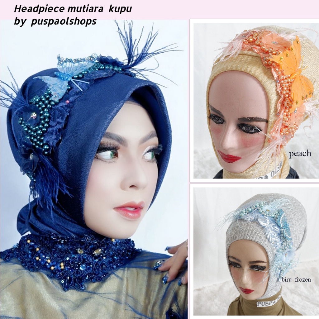 Headpiece  kupu  Mutiara  headpiece hijab  headpiece pengantin