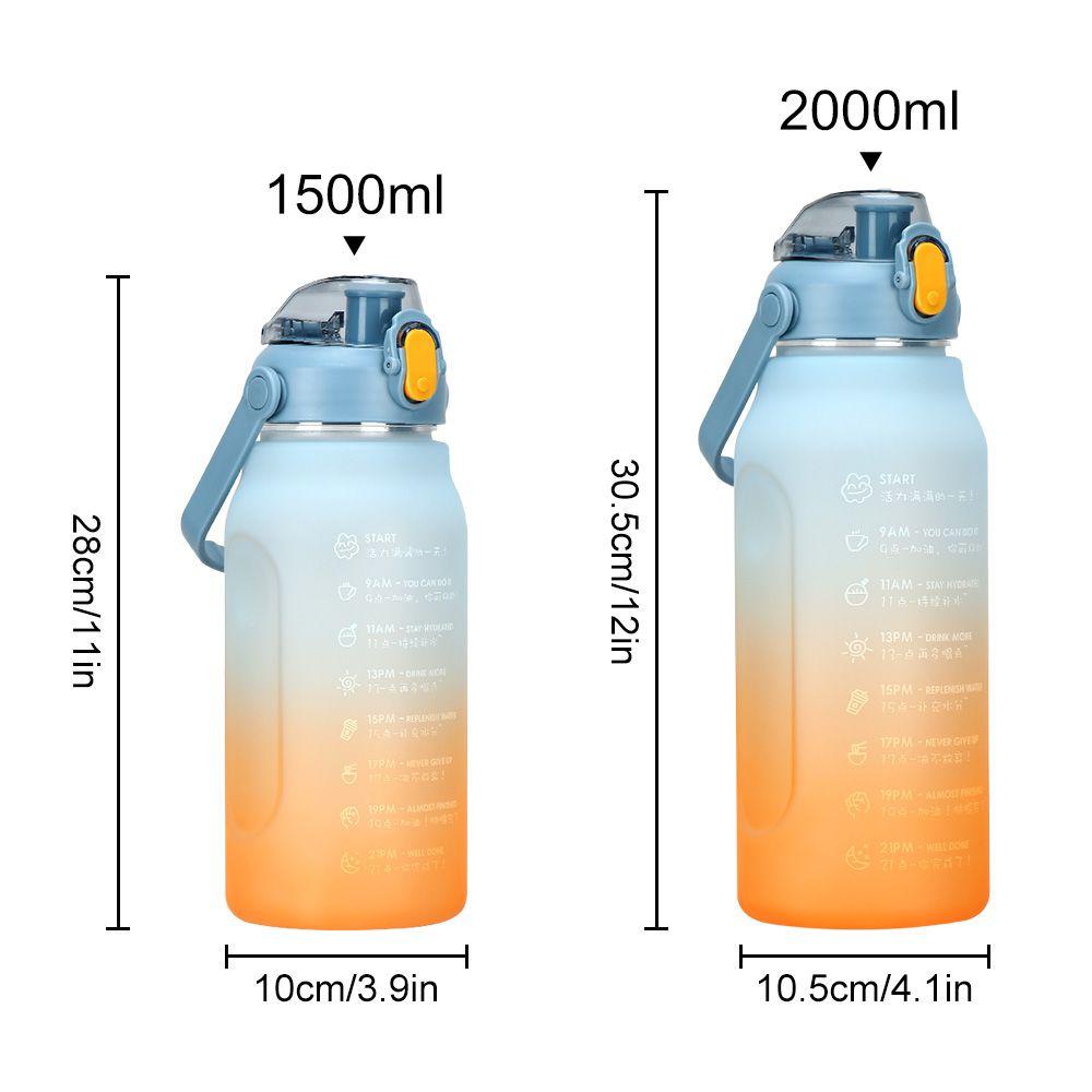 Solighter 1500/2000ml Botol Air Kebugaran Olahraga Travel Kettle Plastik Anti Bocor Sedotan Water Jug