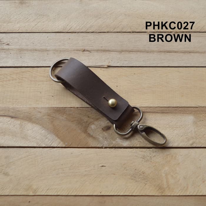 Gantungan kunci kulit asli leather keychain hook bronze - PHKC027