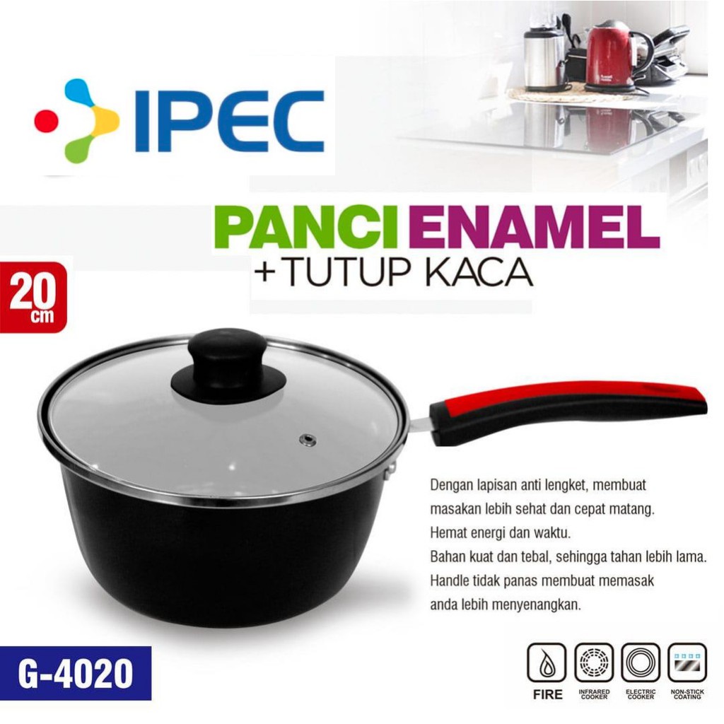 Panci Kuah Sup Enamel 20cm Panci susu Sauce Pan Anti Lengket with tutup - 4020/2001