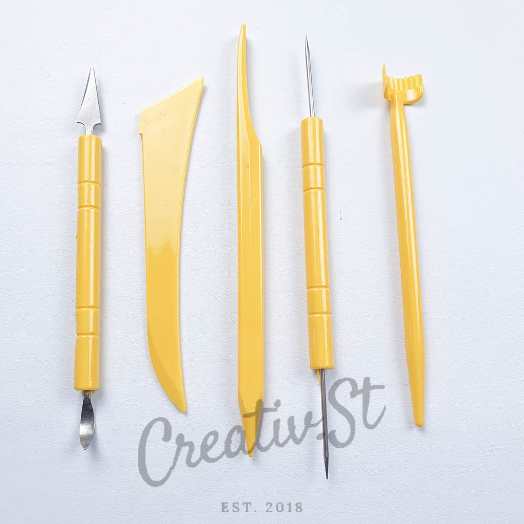 

H7Y V-TEC Clay Knife Plastik Pisau Ukir Doff Kuning Vt 23A/5 Vt-23A/5 Tool Set Pottery Sculpting