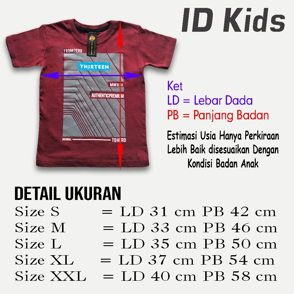 Kaos Anak Distro Thirteen Marun 216