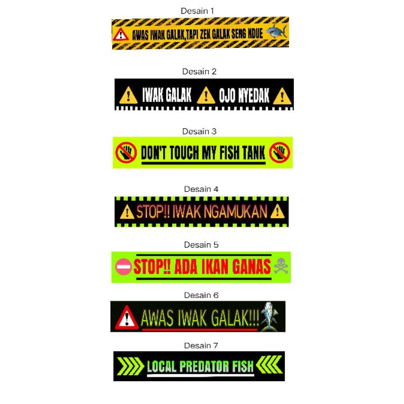 Stiker aquarium awas iwak galak(30cm)