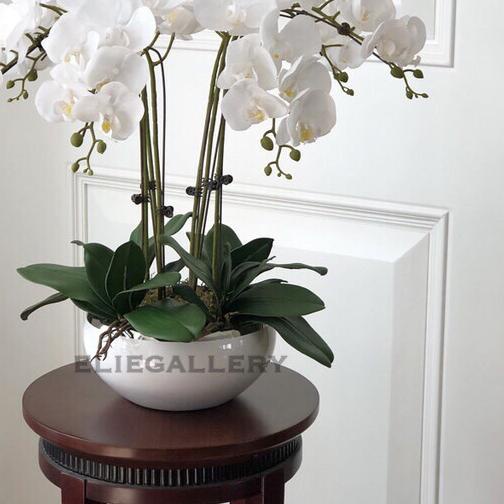 ➧ Bunga ANGGREK LATEX ARTIFICIAL / Orchid Import - PUTIH / Anggrek Bulan / Dekorasi Rumah Shabby ♤