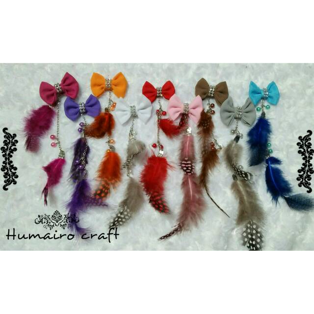 Bros bulu / bros anting bulu /bros hijab bulu juntai