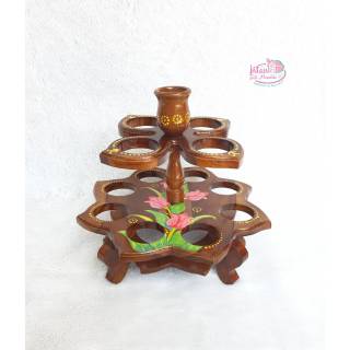 Jual Tempat Aqua Gelas Teratai Natural Kayu Jati cukit warna Indonesia