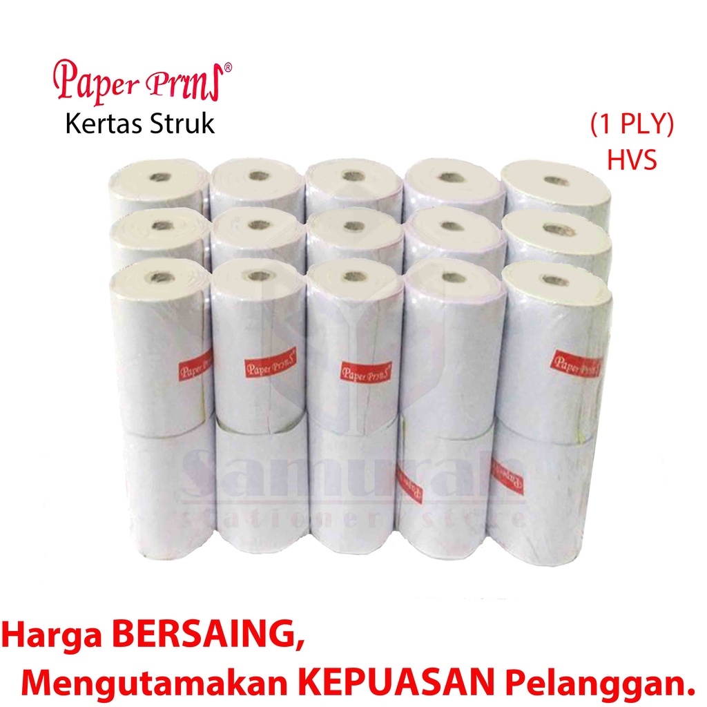 

Kertas Struk Kasir Rol PaperPryns 75 x 65 mm / Kertas Print Roll Paper Prins 75X65 mm 1 Ply HVS