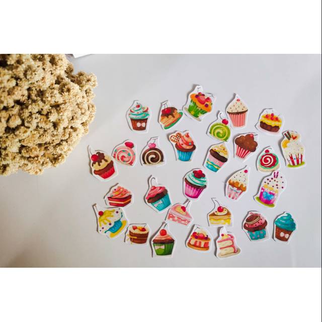 

Stiker lucu bentuk kue bermcam jenis untuk hiasan scrapbook notebook dll