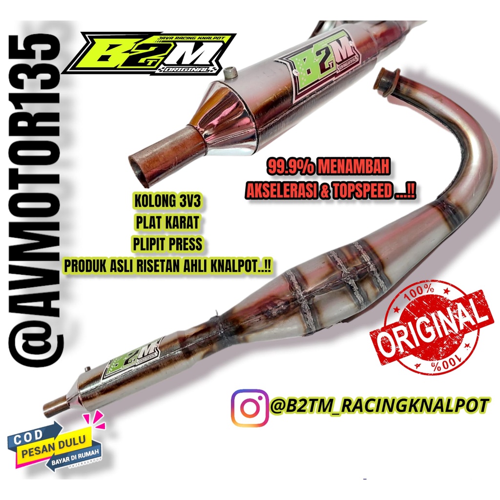 knalpot rx king knalpot kolong 3v3 plat karat b2tm ujung chrome original B2TM