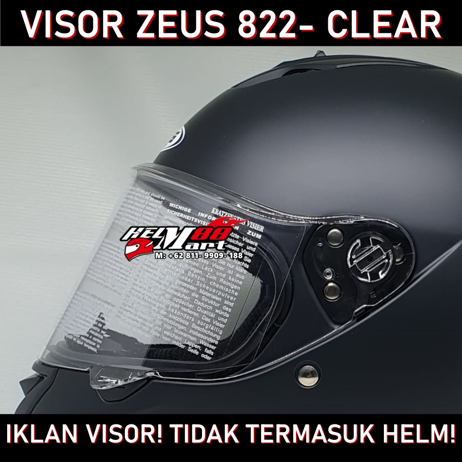 Jual FLAT Visor Zeus 822 Kaca Helm ZEUS ZS 822 ZS822 Flat Visor ZEUS