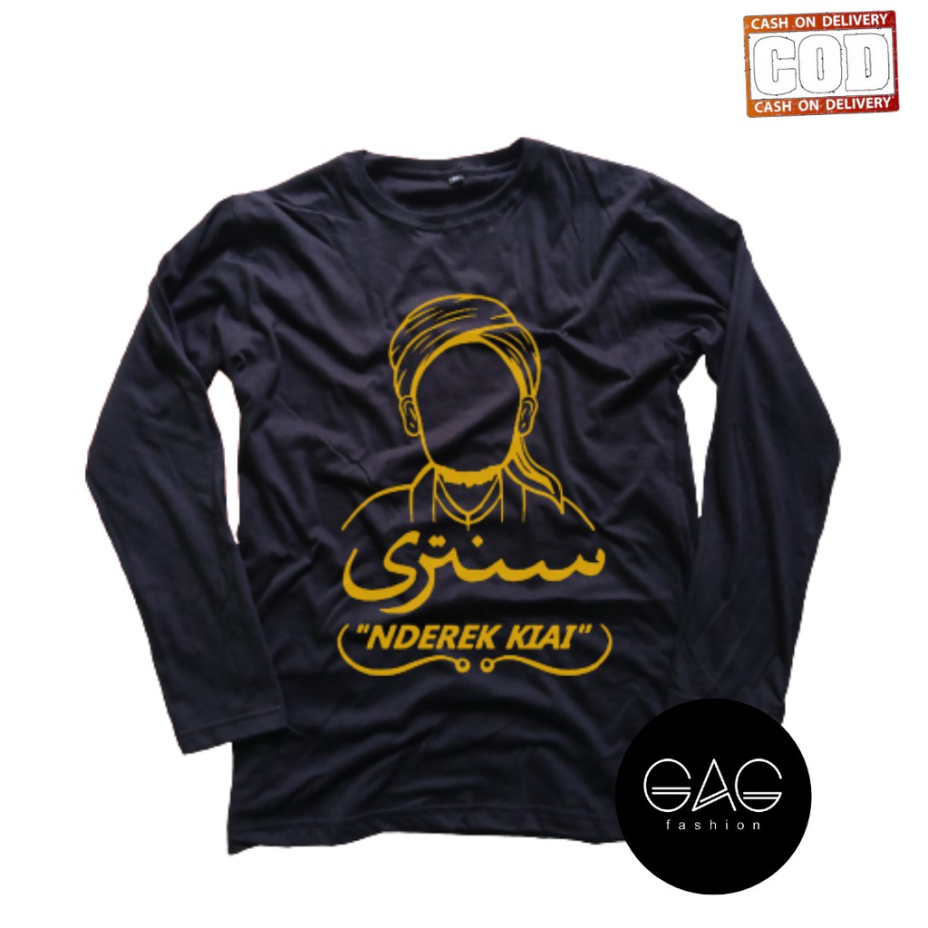 Kaos SANTRI LENGAN PANJANG NDEREK KYAI Kaos Santri Salafy/KD065 Kaos Pria/Wanita