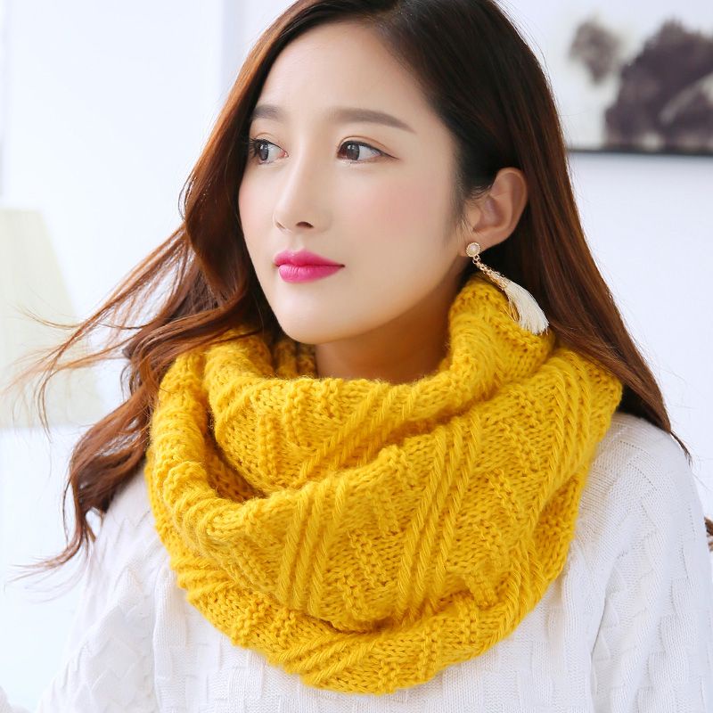 SCARF SYAL WANITA WINTER MUSIM DINGIN  IMPORT READY STOCK-Kuning motif