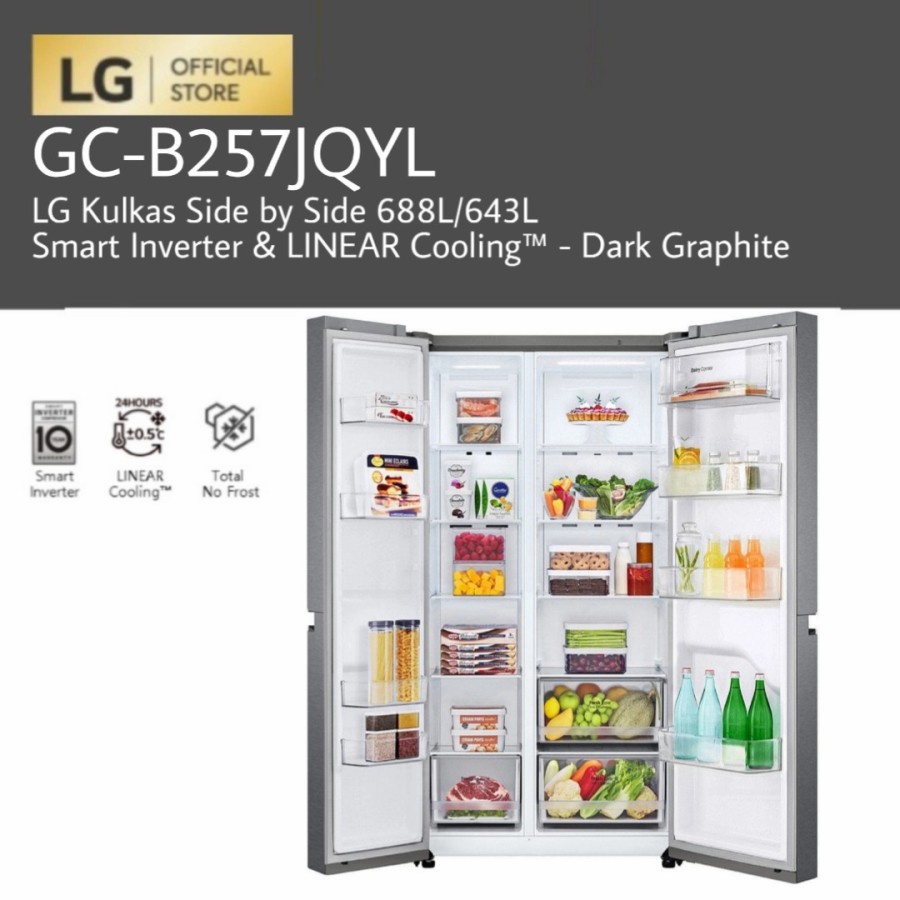 LG GC-B257JQYL / GCB257JQYL Kulkas Side by Side 688L Smart Inverter