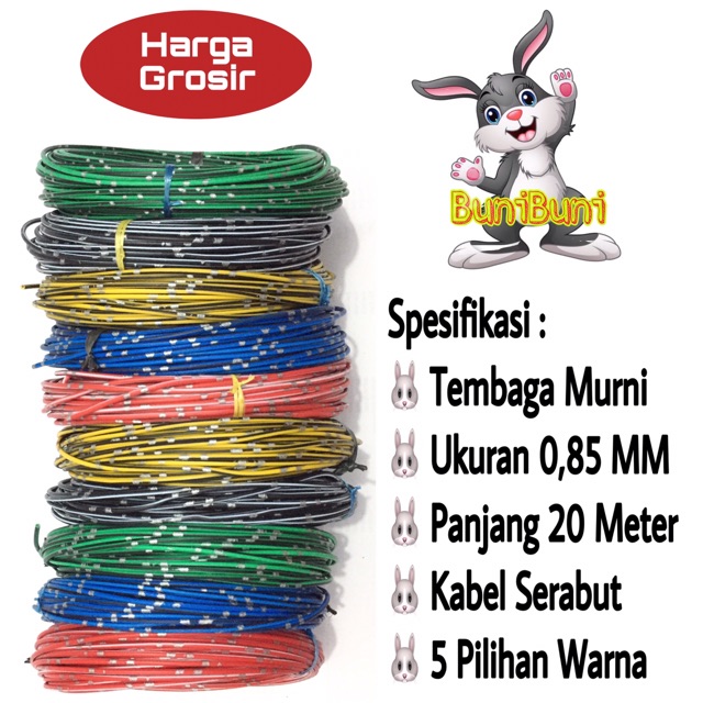 Kabel Bintik 0.85 MM X 20 Mtr Untuk Kabel Body Mobil &amp; Motor Serabut Tembaga Kualitas Astra