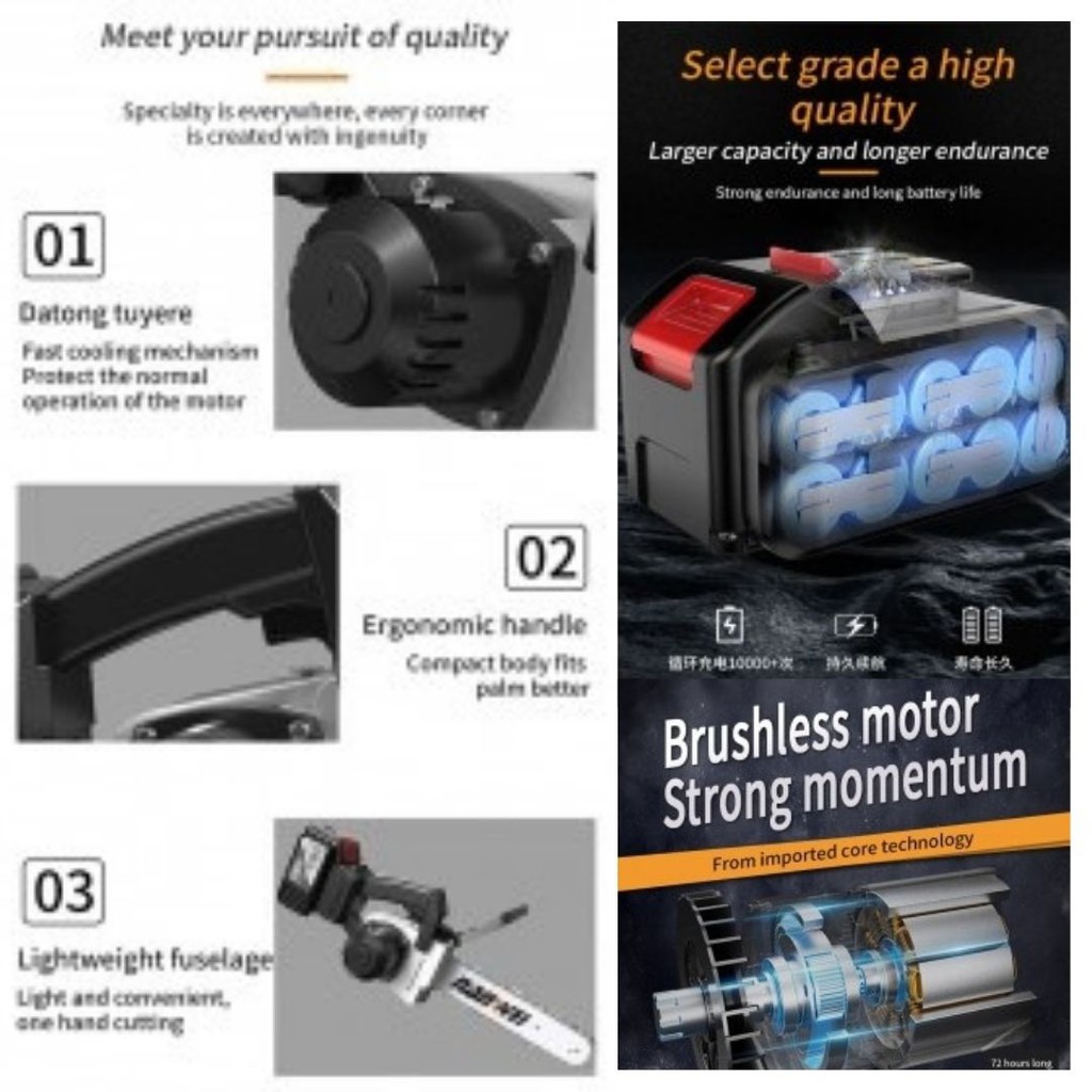 Gergaji Mesin Wireless Tanpa Kabel Cordless Chainsaw 398TV 111156