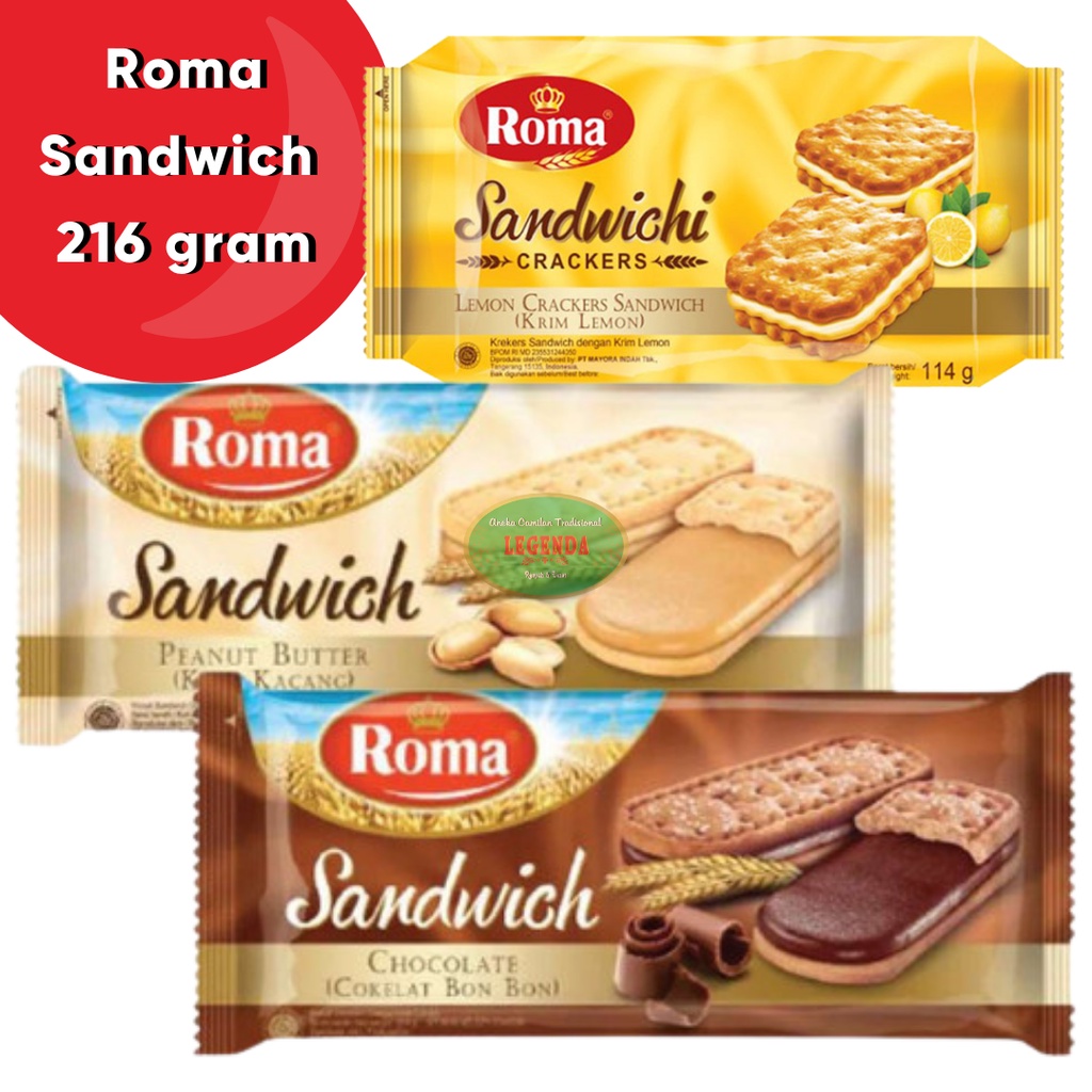 

Roma Sandwich 216 gram cokelat kacang lemon