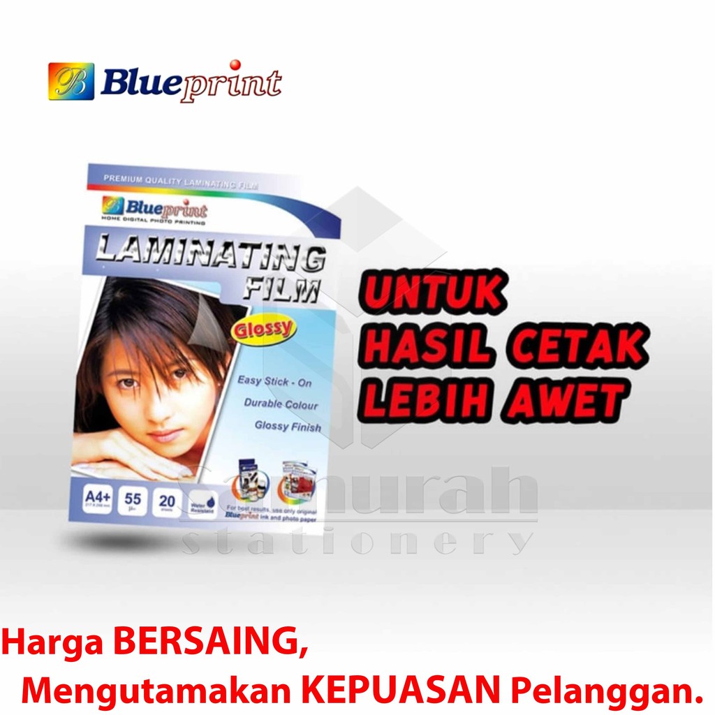 

HJK Plastik Laminating Film Tempel Glossy / Silky Blueprint A4+ 55 / BP - GFA455 / Laminating dingin