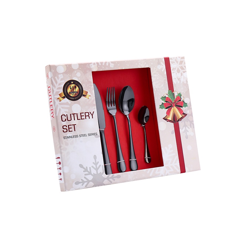 hampers natal cutlery set 24pcs free bag / christmas gift box package alat makan sendok garpu pisau steak sendok teh dinner table