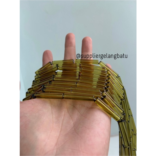 manik glass bead moss quartz 30 x 5mm bahan prakarya gelang kalung