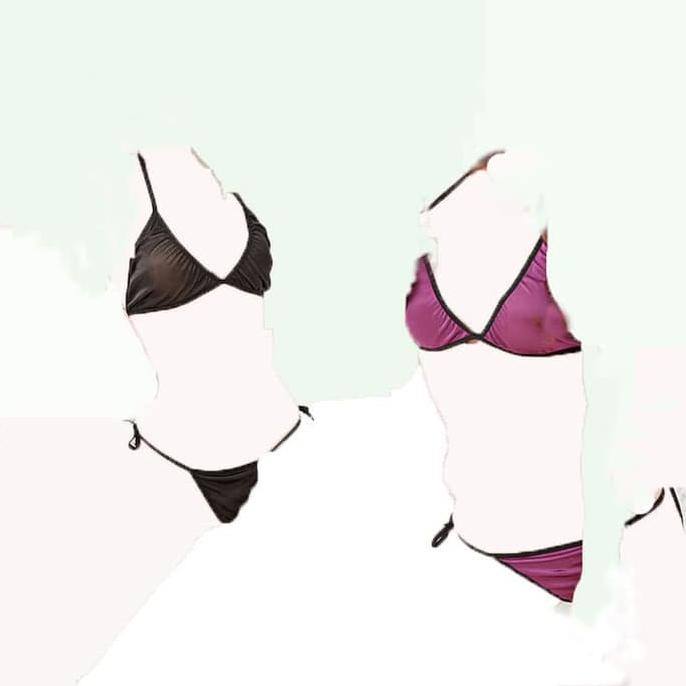 Sexy Bra Lingerie Bikini tali Bra + G String Mini Set B027 - Hitam