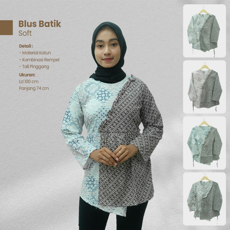 Blus Batik Soft Rempel Lengan Panjang - Naira Batik