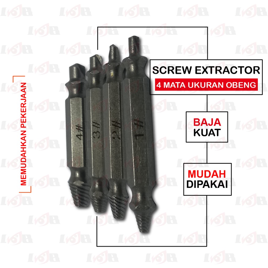 Mata Obeng Buka Baut Los Rusak Alat Pembuka Tarik Sekrup Screw Extractor Broken Striped Remover