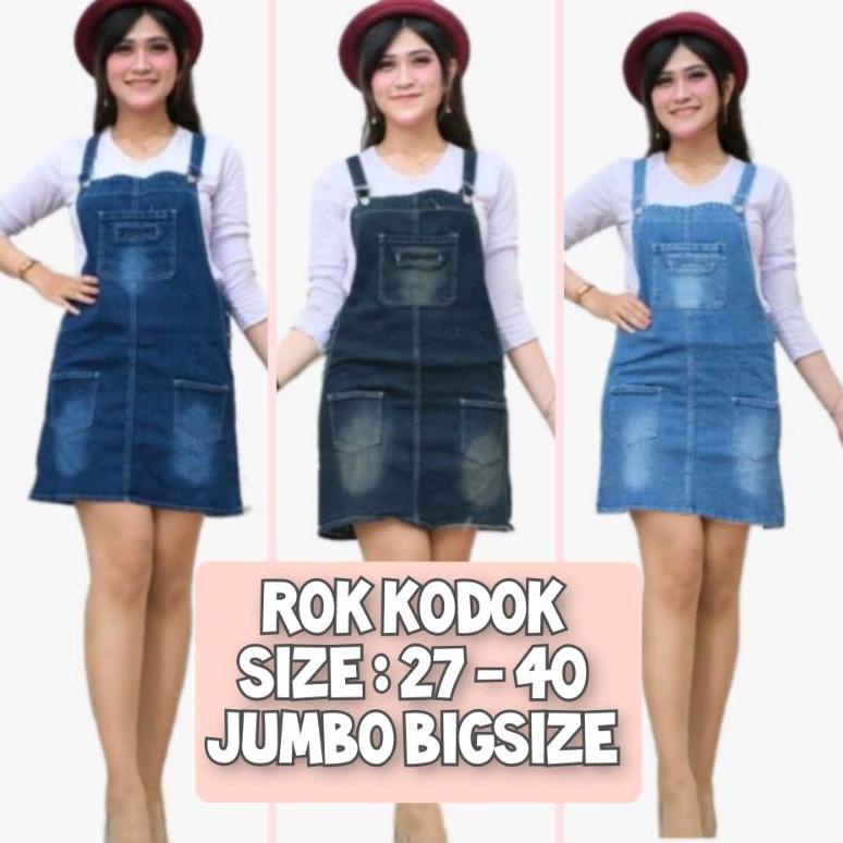 ↕y8 Ready stock Rok Overall Jeans Pendek . Rok Overall Jeans Strech BAJU KODOK JUMBO WANITA 29-40 65